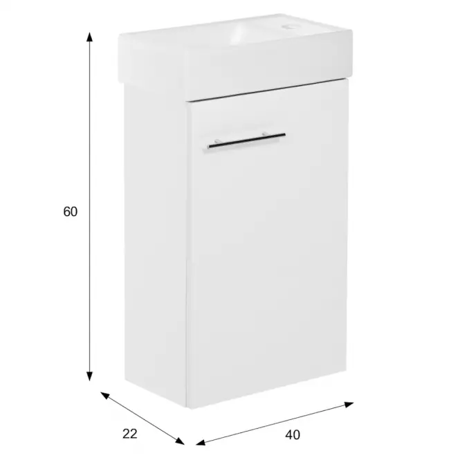Fürdőszoba bútor készlet Smart D40 1D0S L1406 fehér,4