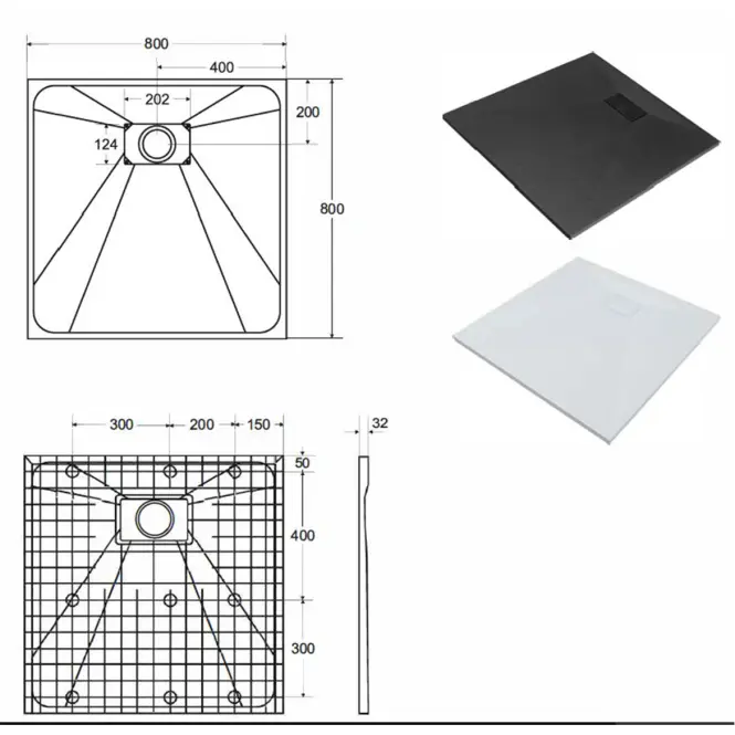 Fürdőkád négyzet Vexo 80x80 fehér