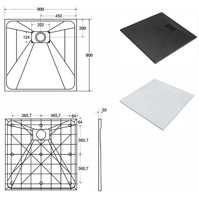 Fürdőkád négyzet Vexo 90x90 fehér