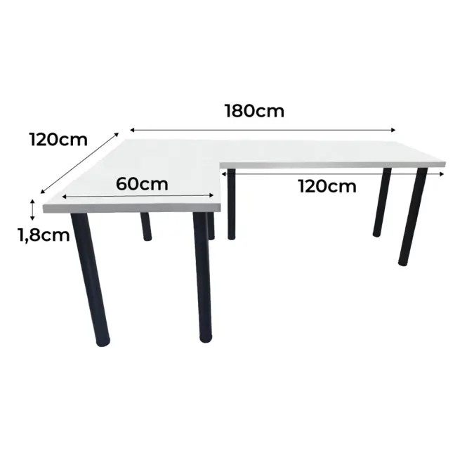 Játék Íróasztal Sarok Low Fehér 180x120x1.8 Modell 0,2