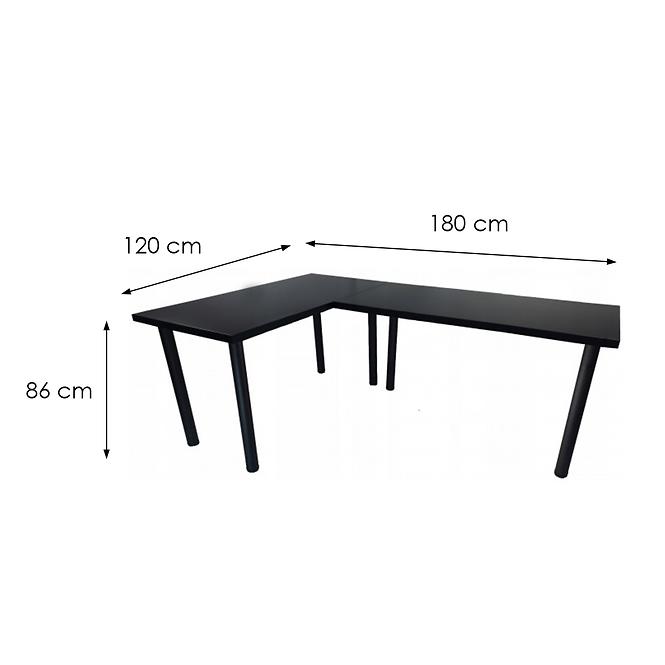 Játék Íróasztal Sarok Low Fekete 180x120x1.8 Modell 0