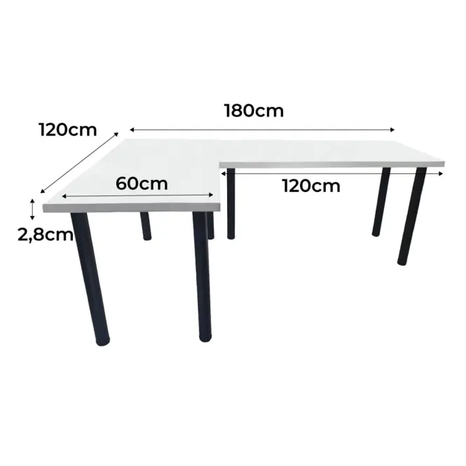 Játék Íróasztal Sarok Low Fehér 180x120x2.8 Modell 0,2