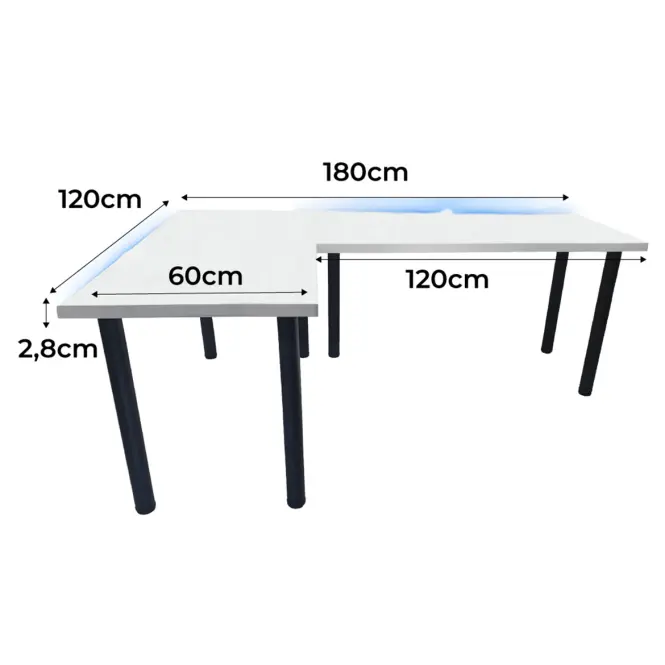 Játék Íróasztal Sarok Low Fehér 180x120x2.8 Modell 1