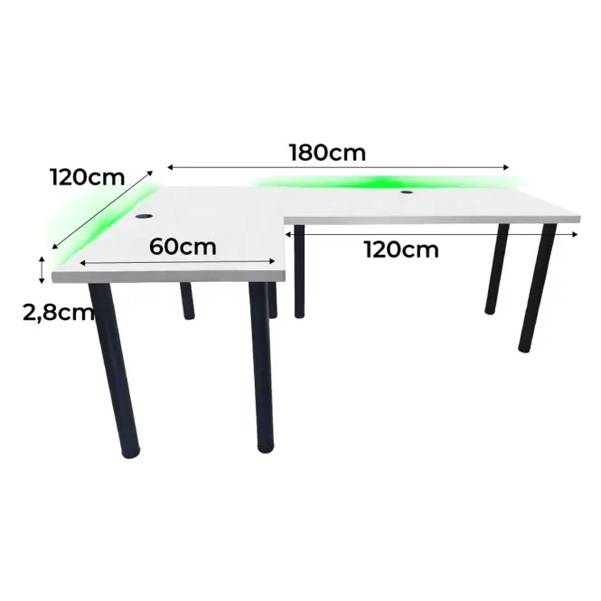 Játék Íróasztal Sarok Low Fehér 180x120x2.8 Modell 2