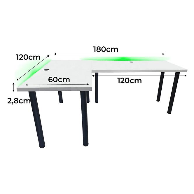 Játék Íróasztal Sarok Low Fehér 180x120x2.8 Modell 2