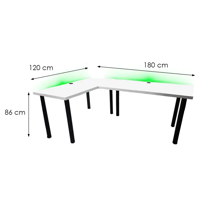 Játék Íróasztal Sarok Low Fehér 180x120x2.8 Modell 2,3