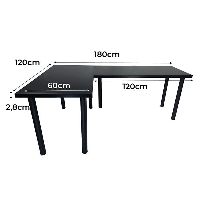 Játék Íróasztal Sarok Low Fekete 180x120x2.8 Modell 0