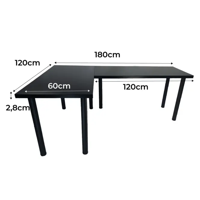 Játék Íróasztal Sarok Low Fekete 180x120x2.8 Modell 0,2