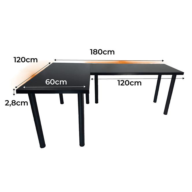 Játék Íróasztal Sarok Low Fekete 180x120x2.8 Modell 1
