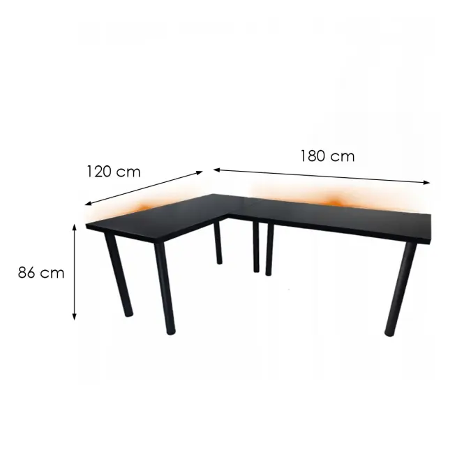 Játék Íróasztal Sarok Low Fekete 180x120x2.8 Modell 1