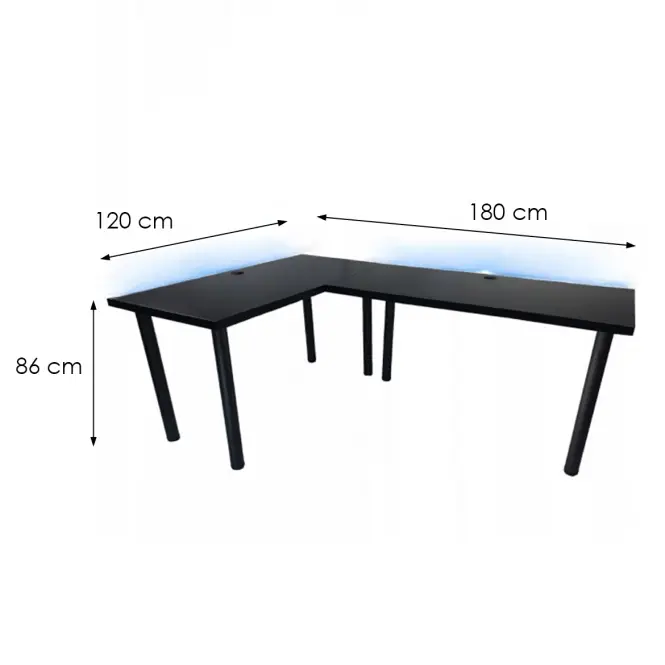 Játék Íróasztal Sarok Low Fekete 180x120x2.8 Modell 2,3