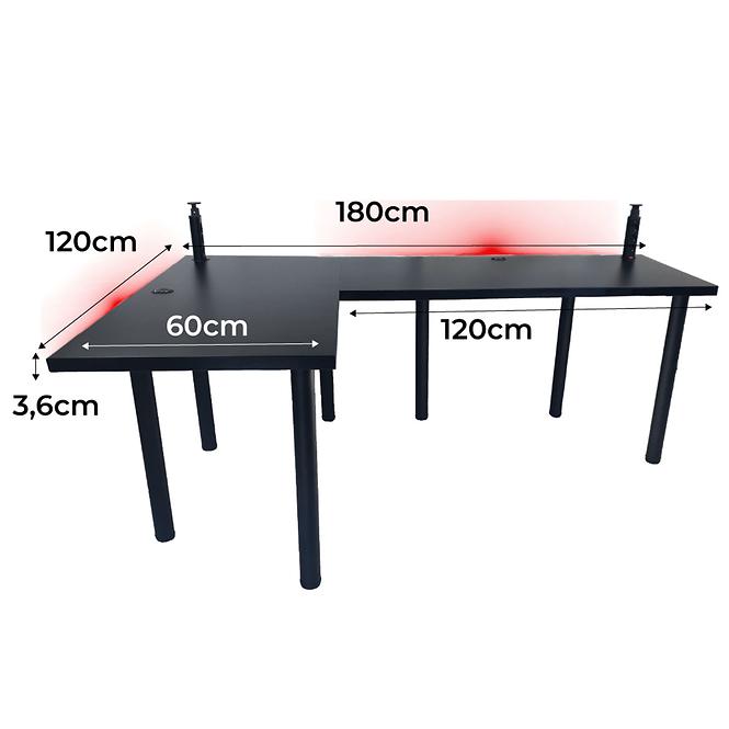 Játék Íróasztal Sarok Low Fekete 180x120x3.6 Modell 3