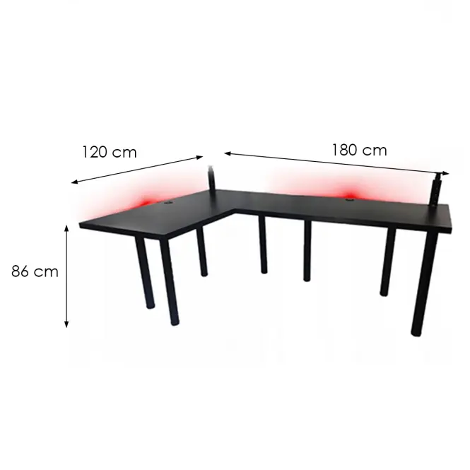 Játék Íróasztal Sarok Low Fekete 180x120x3.6 Modell 3,3
