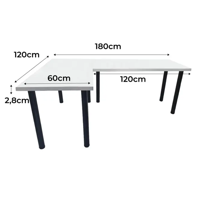 Játék Íróasztal Sarok Top Fehér 180x120x2.8 Modell 0