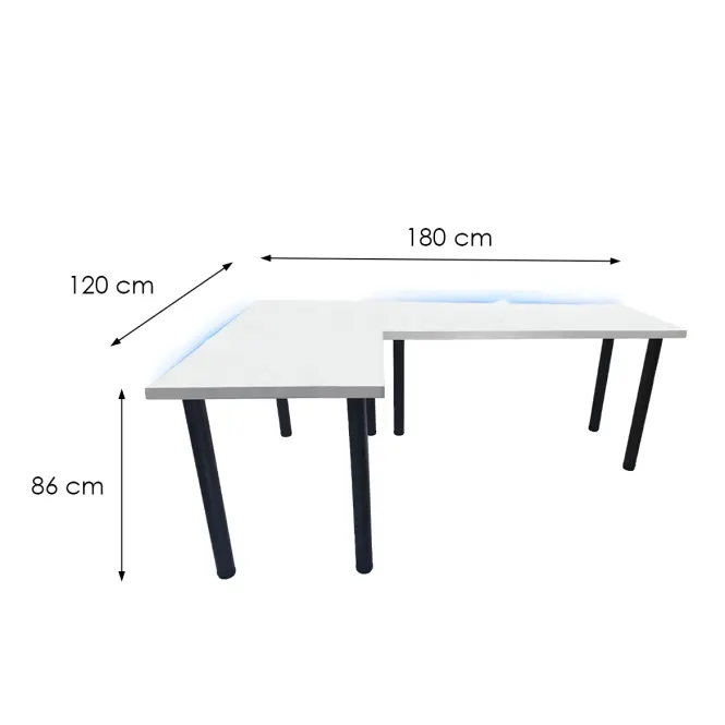 Játék Íróasztal Sarok Top Fehér 180x120x2.8 Modell 1