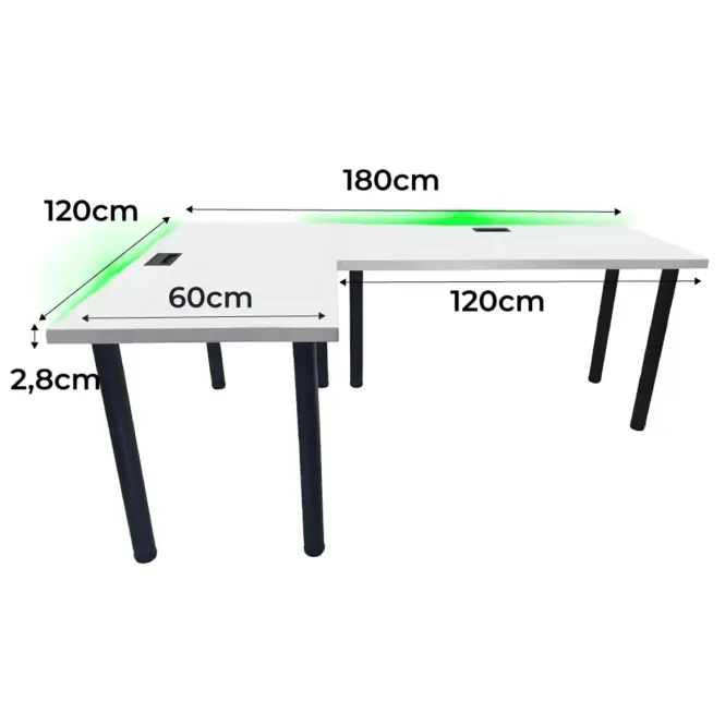 Játék Íróasztal Sarok Top Fehér 180x120x2.8 Modell 2