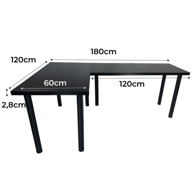 Játék Íróasztal Sarok Top Fekete 180x120x2.8 Modell 0