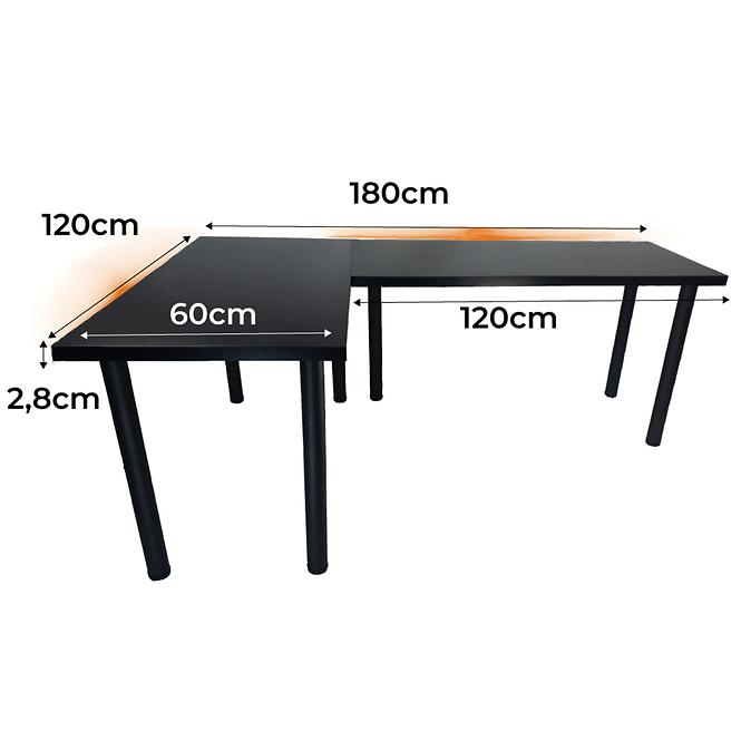 Játék Íróasztal Sarok Top Fekete 180x120x2.8 Modell 1,2