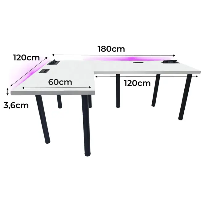 Játék Íróasztal Sarok Top Fehér 180x120x3.6 Modell 3