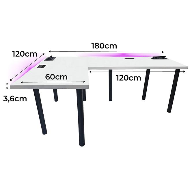 Játék Íróasztal Sarok Top Fehér 180x120x3.6 Modell 3