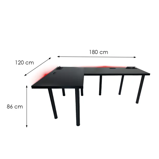 Játék Íróasztal Sarok Top Fekete 180x120x3.6 Modell 3