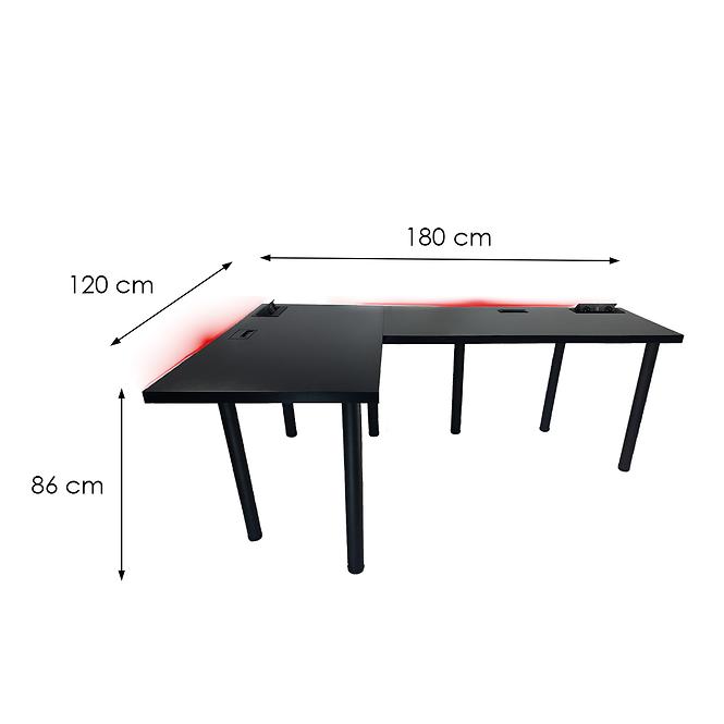 Játék Íróasztal Sarok Top Fekete 180x120x3.6 Modell 3