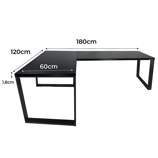 Játék Íróasztal Sarok Loft Low Fekete 180x120x1.8 Modell 0
