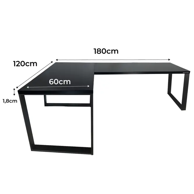 Játék Íróasztal Sarok Loft Low Fekete 180x120x1.8 Modell 0,2