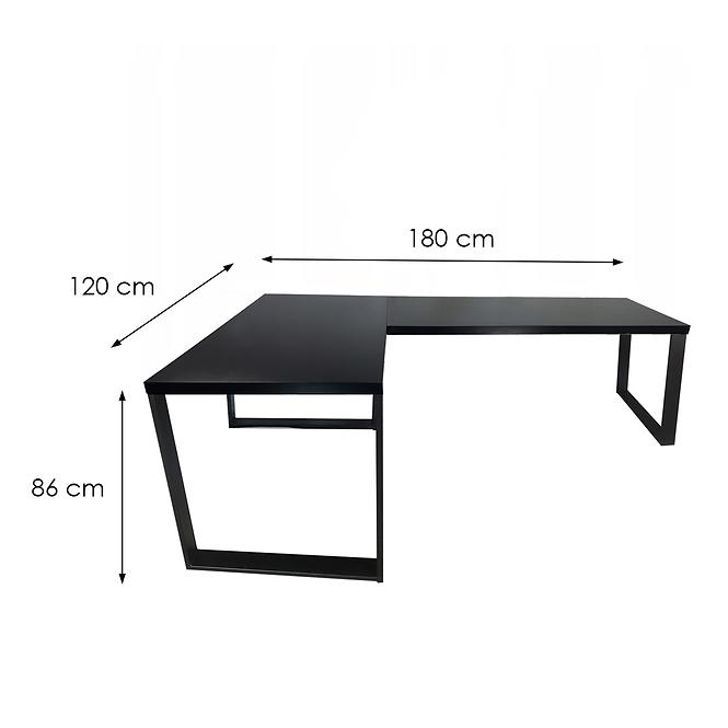 Játék Íróasztal Sarok Loft Low Fekete 180x120x1.8 Modell 0