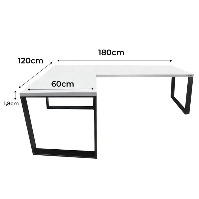 Játék Íróasztal Sarok Loft Low Fehér 180x120x1.8 Modell 0,2