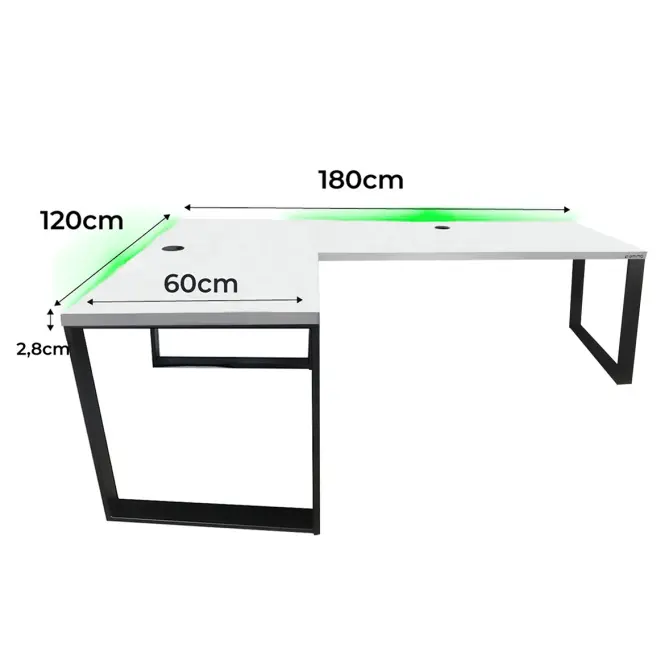 Játék Íróasztal Sarok Loft Low Fehér 180x120x2.8 Modell 2