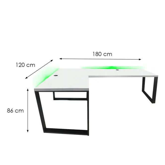 Játék Íróasztal Sarok Loft Low Fehér 180x120x2.8 Modell 2,3