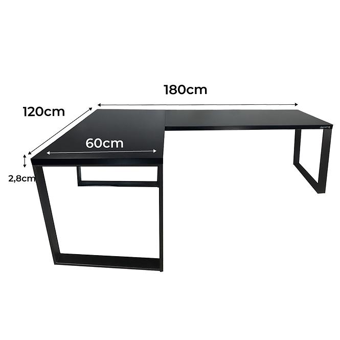 Játék Íróasztal Sarok Loft Low Fekete 180x120x2.8 Modell 0