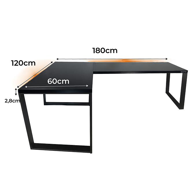 Játék Íróasztal Sarok Loft Low Fekete 180x120x2.8 Modell 1