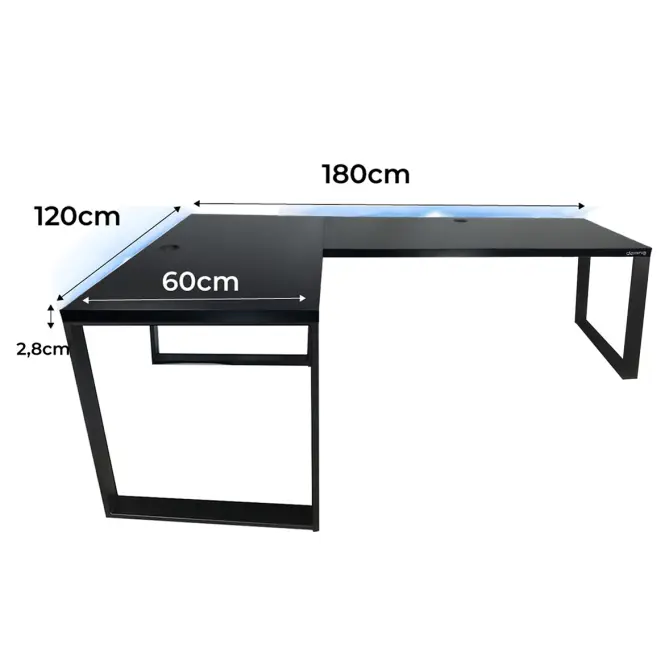 Játék Íróasztal Sarok Loft Low Fekete 180x120x2.8 Modell 2