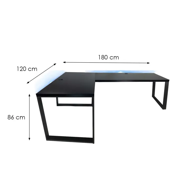 Játék Íróasztal Sarok Loft Low Fekete 180x120x2.8 Modell 2