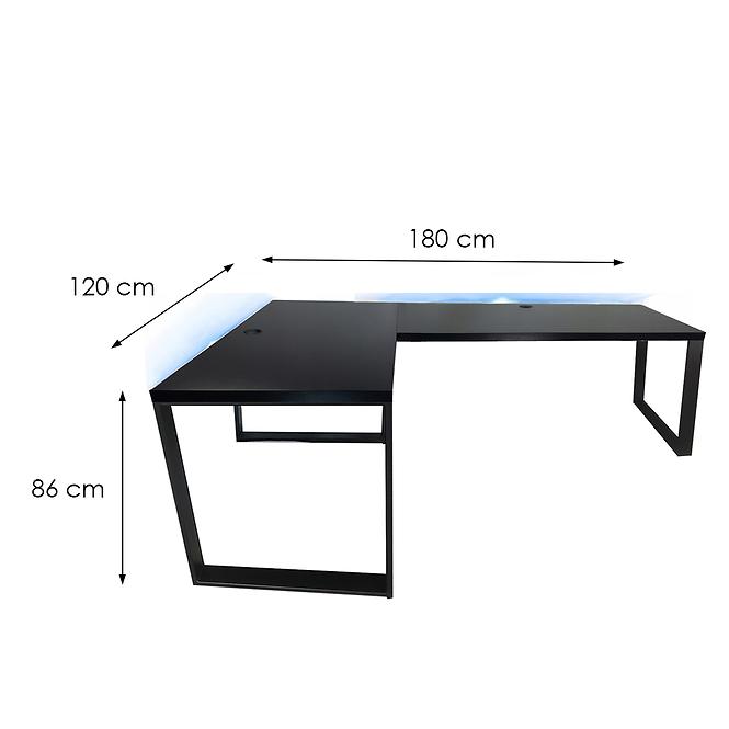 Játék Íróasztal Sarok Loft Low Fekete 180x120x2.8 Modell 2