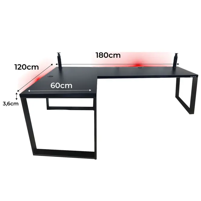 Játék Íróasztal Sarok Loft Low Fekete 180x120x3.6 Modell 3
