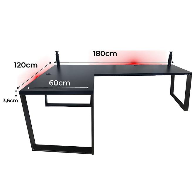 Játék Íróasztal Sarok Loft Low Fekete 180x120x3.6 Modell 3