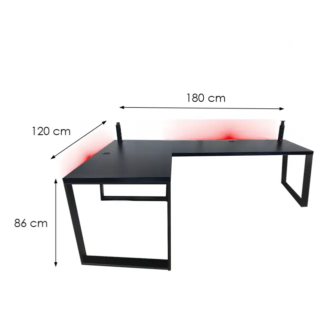 Játék Íróasztal Sarok Loft Low Fekete 180x120x3.6 Modell 3