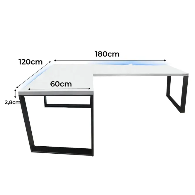 Játék Íróasztal Sarok Loft Top Fehér 180x120x2.8 Modell 1