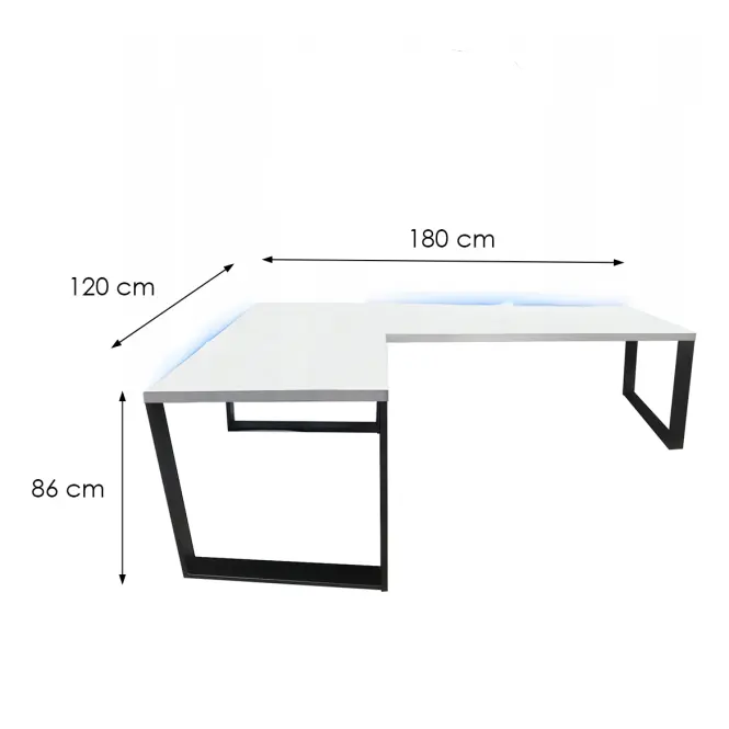 Játék Íróasztal Sarok Loft Top Fehér 180x120x2.8 Modell 1