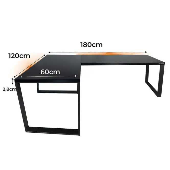 Játék Íróasztal Sarok Loft Top Fekete 180x120x2.8 Modell 1