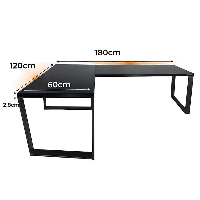 Játék Íróasztal Sarok Loft Top Fekete 180x120x2.8 Modell 1