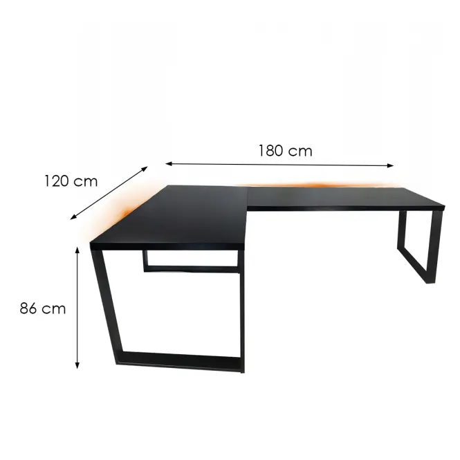 Játék Íróasztal Sarok Loft Top Fekete 180x120x2.8 Modell 1
