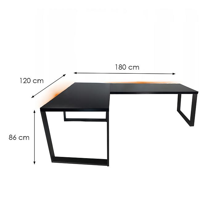 Játék Íróasztal Sarok Loft Top Fekete 180x120x2.8 Modell 1