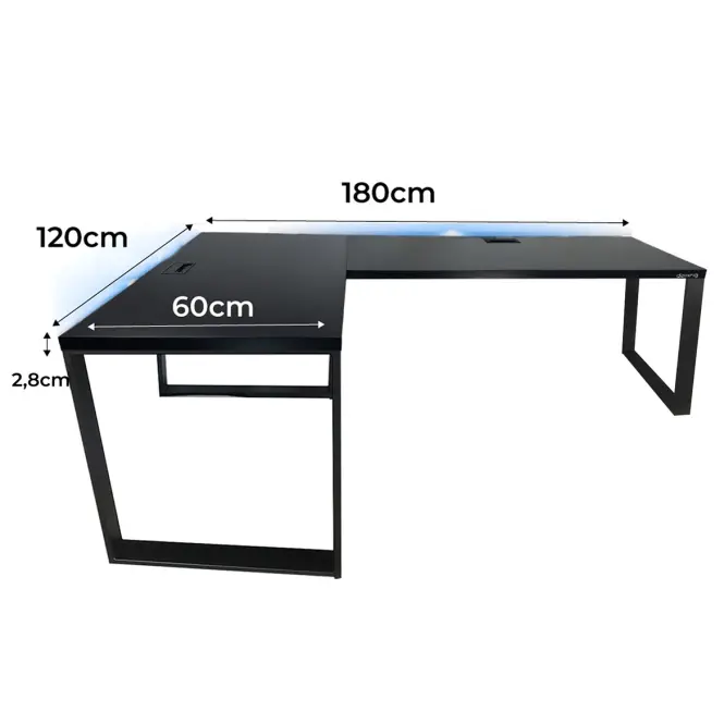 Játék Íróasztal Sarok Loft Top Fekete 180x120x2.8 Modell 2