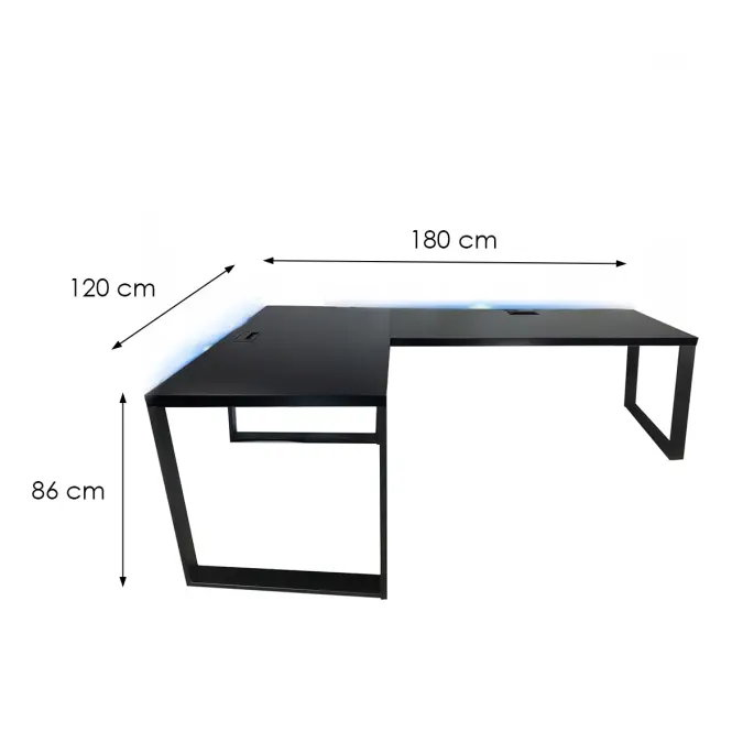Játék Íróasztal Sarok Loft Top Fekete 180x120x2.8 Modell 2