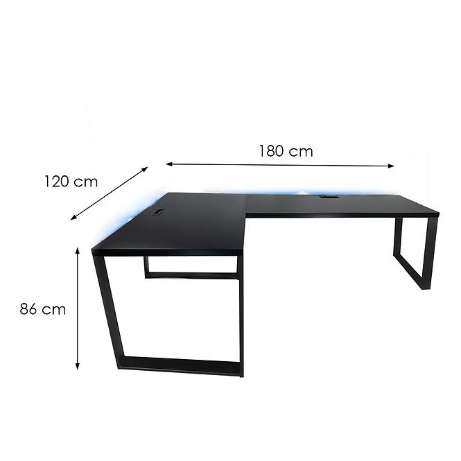 Játék Íróasztal Sarok Loft Top Fekete 180x120x2.8 Modell 2
