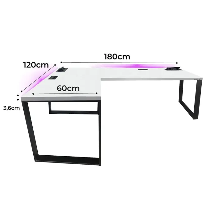 Játék Íróasztal Sarok Loft Top Fehér 180x120x3.6 Modell 3